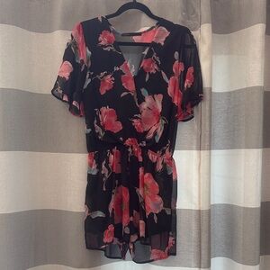 Floral Black and Pink Jumpsuit